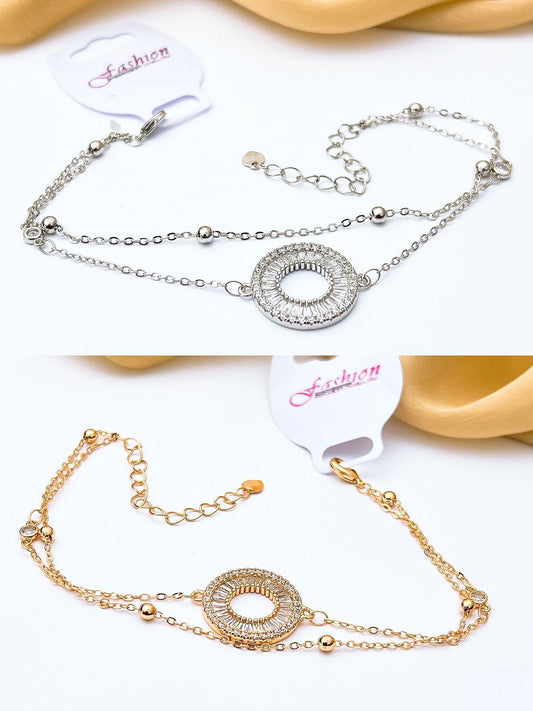 Layered Crystal Halo Charm Bracelet