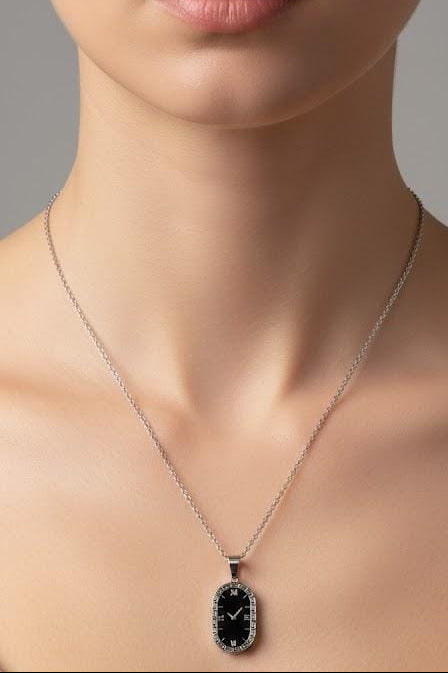 Silver clock design Pendant